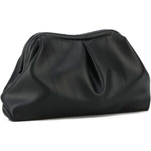 Silvery Soft Leather Dumpling Clutch for Women, Ruched Evening Handbag, Classic